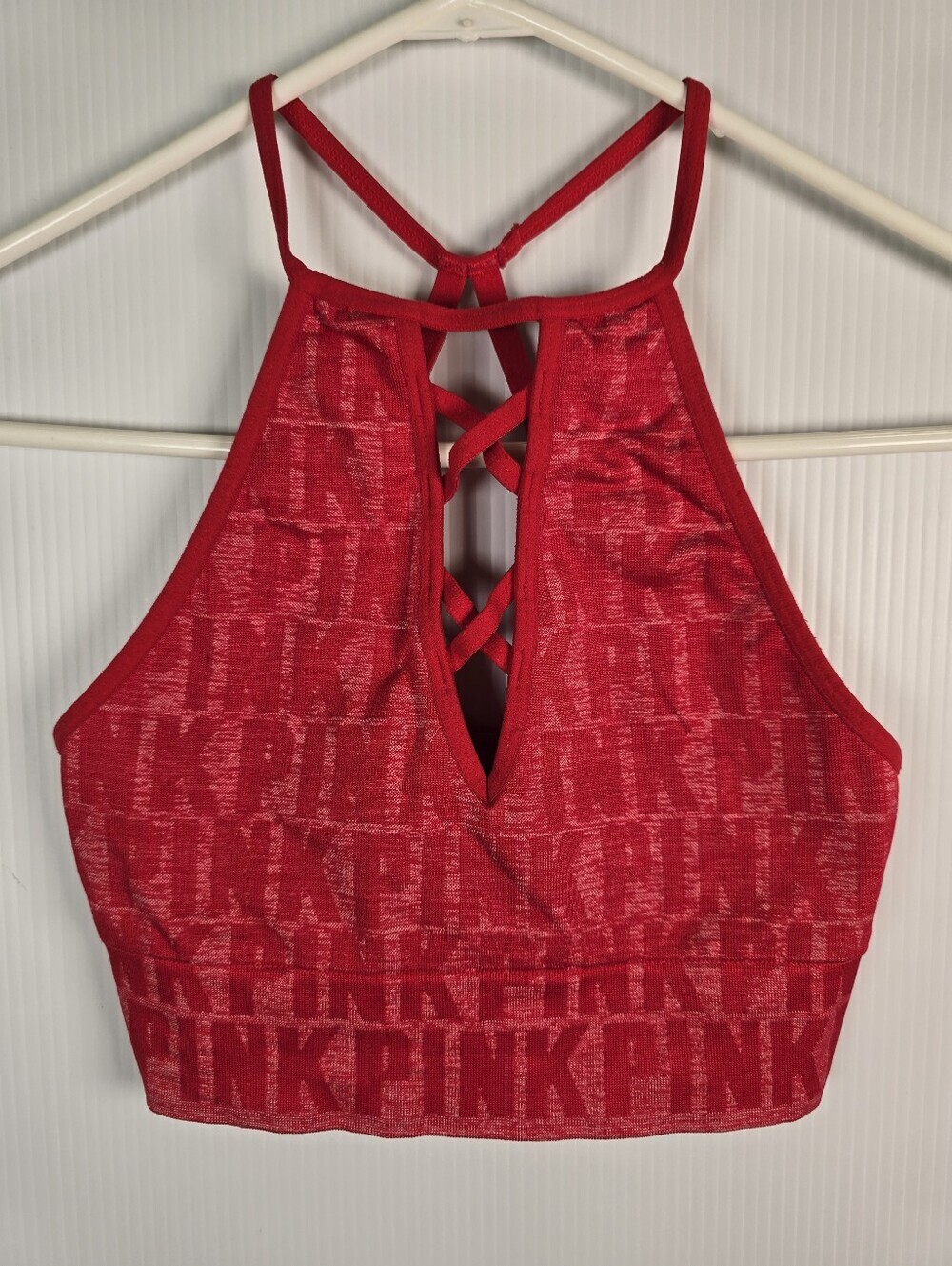 Victoria's Secret PINK LogoCool & Comfy strappy high-neck red sports bra Size XS